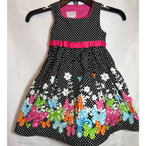 Girls Iris & Ivy Casual Spring Easter Dress 3T Cotton Polka Dot Butterfly
